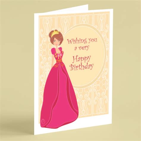 Princess wearing pink dress birthday card - Beebooh