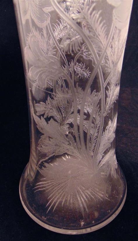 Locke Art Glass Dorflinger Kalana Poppy Engraved Crystal Vase Flowers Poppies | #1934076664