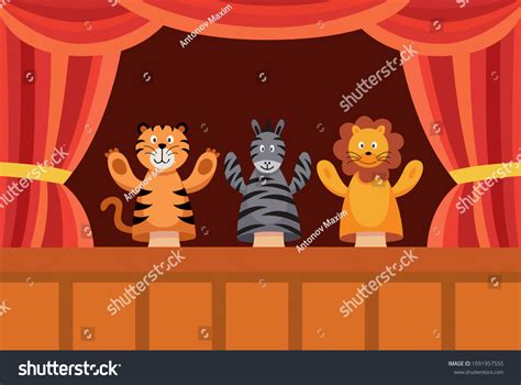 Hand Puppet Show Poster Cute Cartoon Stock Vector (Royalty Free ...