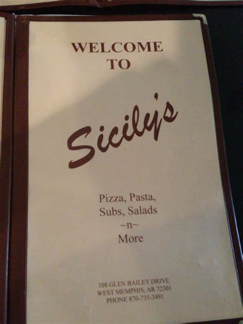 Menu at Sicily's restaurant, West Memphis