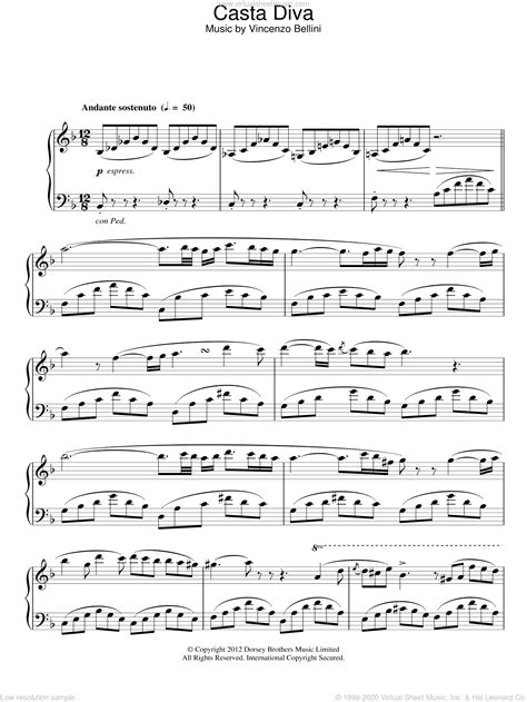 Bellini - Casta Diva sheet music for piano solo [PDF]