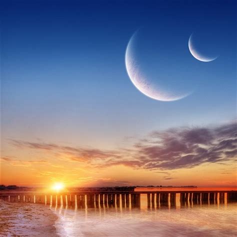 Fantasy Two Moons iPad Wallpapers Free Download