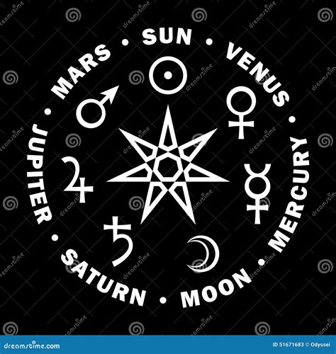 Septener. Star of the Magicians. Seven Planets of Astrology. Stock Vector - Illustration of ...