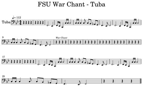 FSU War Chant - Tuba - Sheet music for Tuba