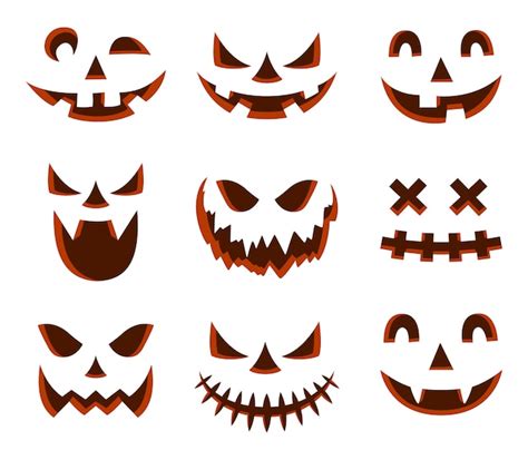 Premium Vector | Scary halloween pumpkin face icon