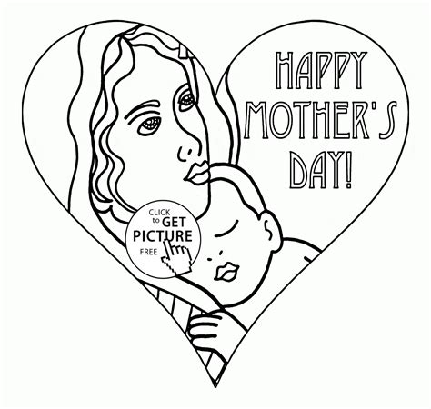 Heart Card for Mother's Day coloring page for kids, coloring pages printables free… | Festa ...