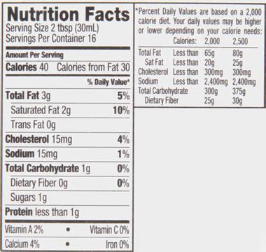 Half And Half Nutrition Label - Trovoadasonhos