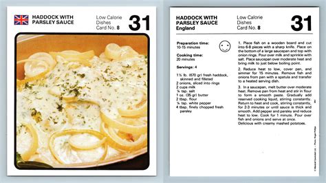 Haddock Parsley Sauce #8 Low Cal - Marshall Cavendish Int. 1970's Recipe Card