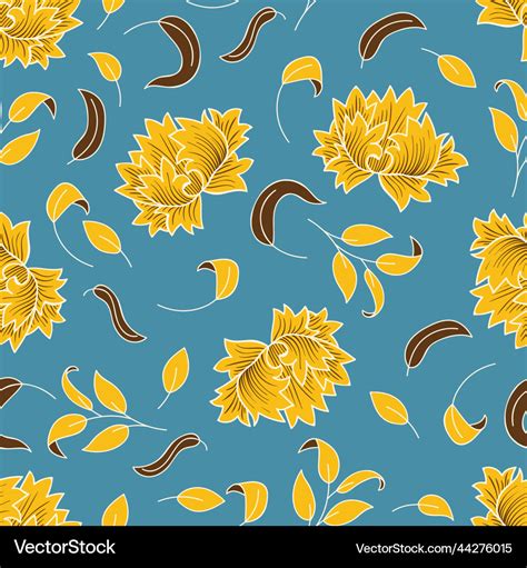 Yellow vintage flowers seamless pattern Royalty Free Vector