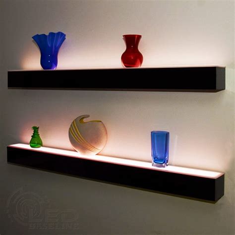 1 Tier LED Floating Shelf | LED Lighted Floating Bar Shelves | Wall Mount