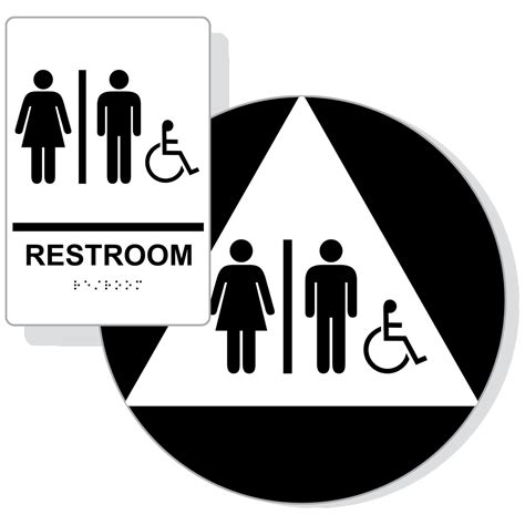 ADA Restroom With Symbol Braille Sign RRE-120-DCTS_BLKonWHT Restrooms