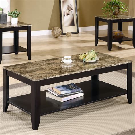 700155 3 Piece Marble Look Top Coffee Table Set - Luchy Amor Furniture