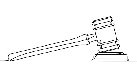 Premium Vector | Law hammer oneline continuous single line art