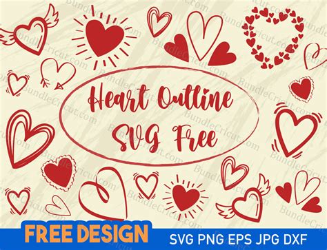 +20 Heart Outline SVG Free, Outline free heart svg, Heart svg free - Bundle Cricut