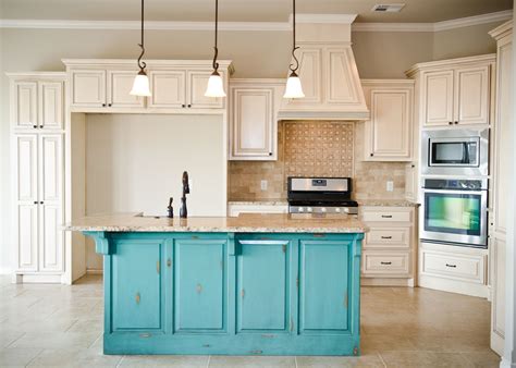 Pin on Beacon Kitchens | Turquoise kitchen cabinets, Kitchen island ...