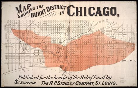 Map Showing the Burnt District in Chicago, 3rd Edition; R. P. Studley Company, 1871 (ichi-02870 ...