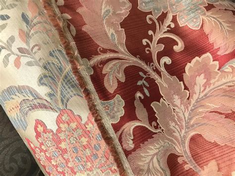 SWATCH Designer Brocade Satin Floral Drapery Fabric- Antique Gold And Pink | www ...