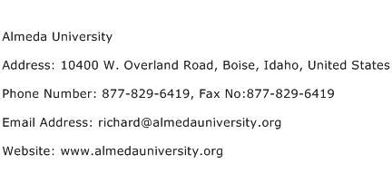 Almeda University Address, Contact Number of Almeda University