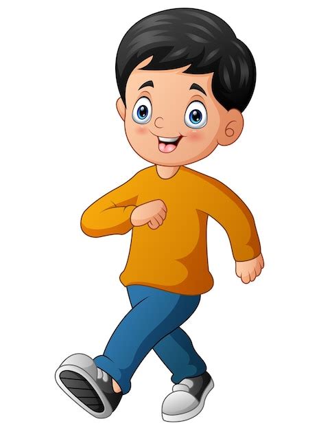 Ilustración de dibujos animados de un niño caminando sonriendo | Vector ...