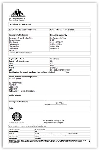 What is a Certificate of Destruction? DVLA Certificate of Destruction