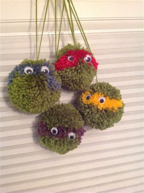 Teenage Mutant Ninja Turtle Pom Poms | Pom pom animals, Pom pom crafts ...