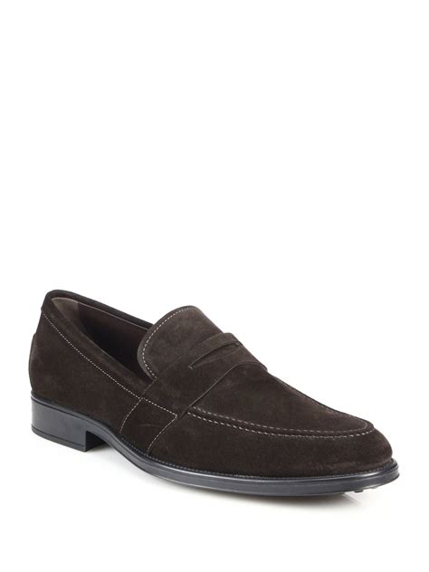 Tod's Suede Penny Loafers in Brown for Men | Lyst