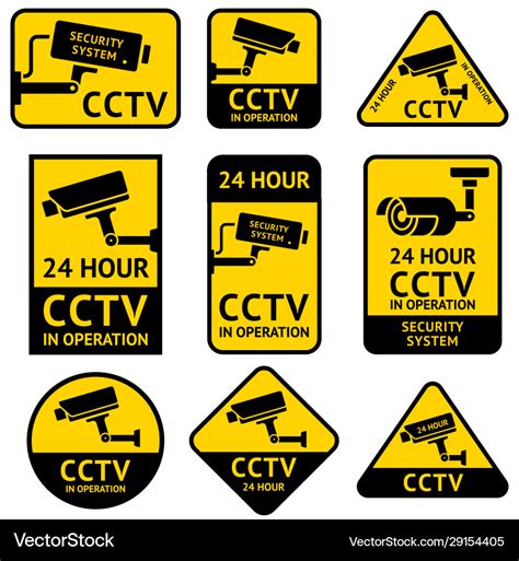 Cctv video surveillance security camera sticker Vector Image