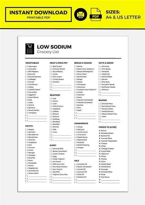 Low Sodium Grocery List, Low Sodium Diet, Low Sodium Food, Low Salt Food List, Low Sodium ...