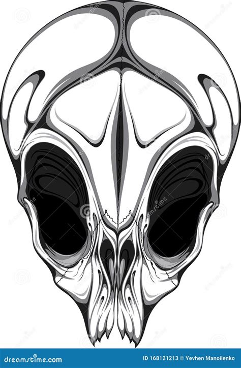 Invented Drawing of an Alien Skull. Stock Vector - Illustration of ...