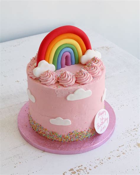 Pink Rainbow Buttercream Cake | Rainbow cake, Rainbow birthday cake, Cake