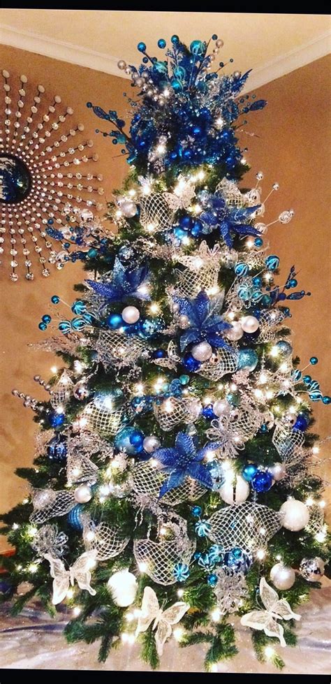 Blue and silver Christmas tree Blue Christmas Tree Decorations, Elegant ...