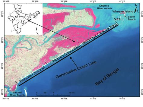 Map showing the three mainland and two island sites of the Gahirmatha... | Download Scientific ...