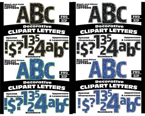 Glitter Clipart Letters Bundle PNG Digital Download 15 Complete Alphanumeric Sets Bold Font - Etsy