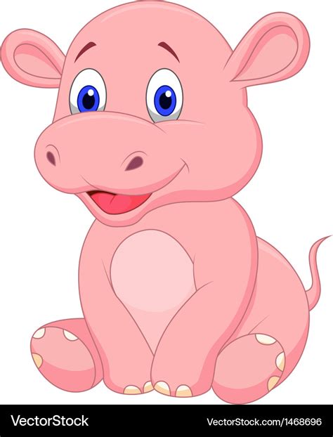 Cute baby hippo cartoon Royalty Free Vector Image