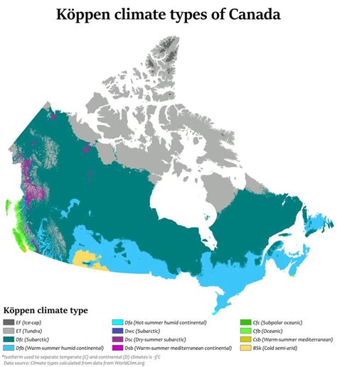 Koppen Climate Map of Canada Canadian Prairies, Canadian Rockies, Geography Of Canada, Northern ...