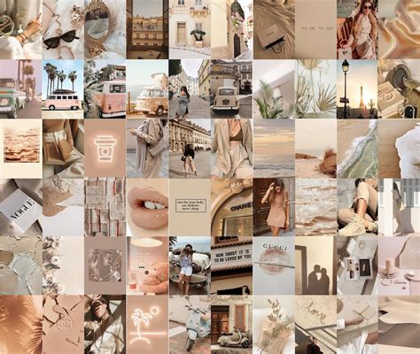 Boujee Aesthetic Wall Collage Kit boho Cream Beige Collage | Etsy