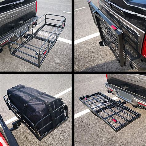 Hitch Mount Cargo Carrier 60" x 24" x 14.4" Folding Cargo Rack Rear ...