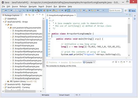 Java Arrays sort(long[] a) method example