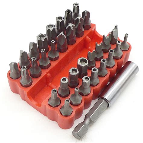 33pc Security Bit Set Tamper Proof Screwdriver Drill Bit Screw Driver Bits Hex Torx Pozi ...