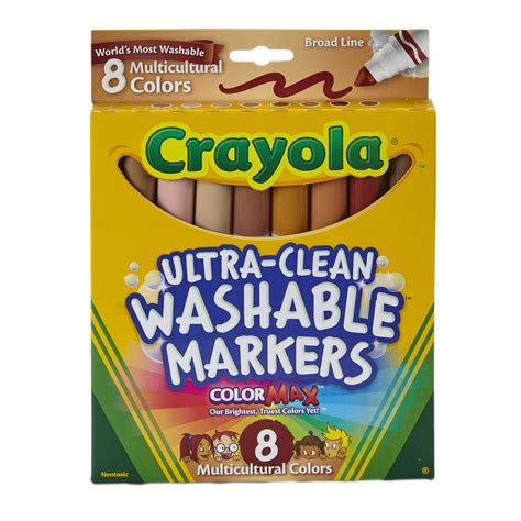 Crayola Washable Marker Set, 8-Colors, Broad, Skin Tones - Walmart.com - Walmart.com