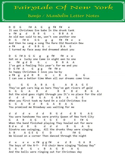 Fairytale Of New York Banjo / Mandolin Tab - Tenor Banjo Tabs