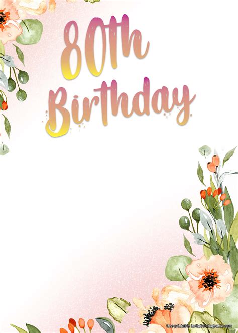 80Th Birthday Invitations Free Templates