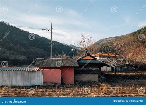 Korean Countryside Village Winter Scenery Stock Image - Image of folk ...