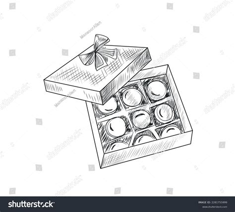 Sketch Chocolate Sweets Box On White Stock Vector (Royalty Free) 2281755999 | Shutterstock