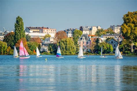 Sailing Boats on the Lake of Enghien Les Bains Near Paris France Stock Photo - Image of resort ...