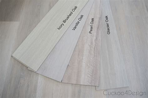 Comparing light colored wood vinyl plank flooring samples - Cuckoo4Design