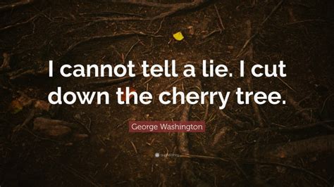 George Washington Quote: “I cannot tell a lie. I cut down the cherry tree.”