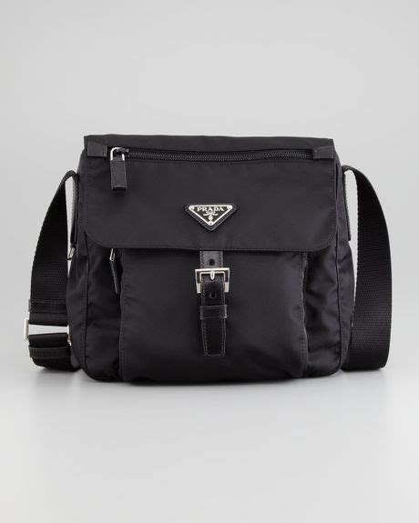 Prada Vela Nylon Messenger Bag Black in Black | Lyst