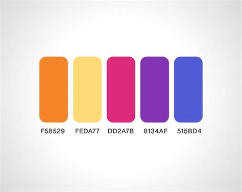 Paleta de cores do instagram com código hexadecimal de cores | Vetor Premium