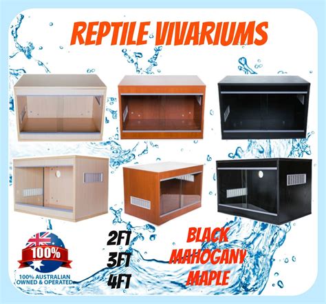 REPTILE WOODEN VIVARIUM 2ft 3ft 4ft Snake Lizard Black Maple Mahogany ...